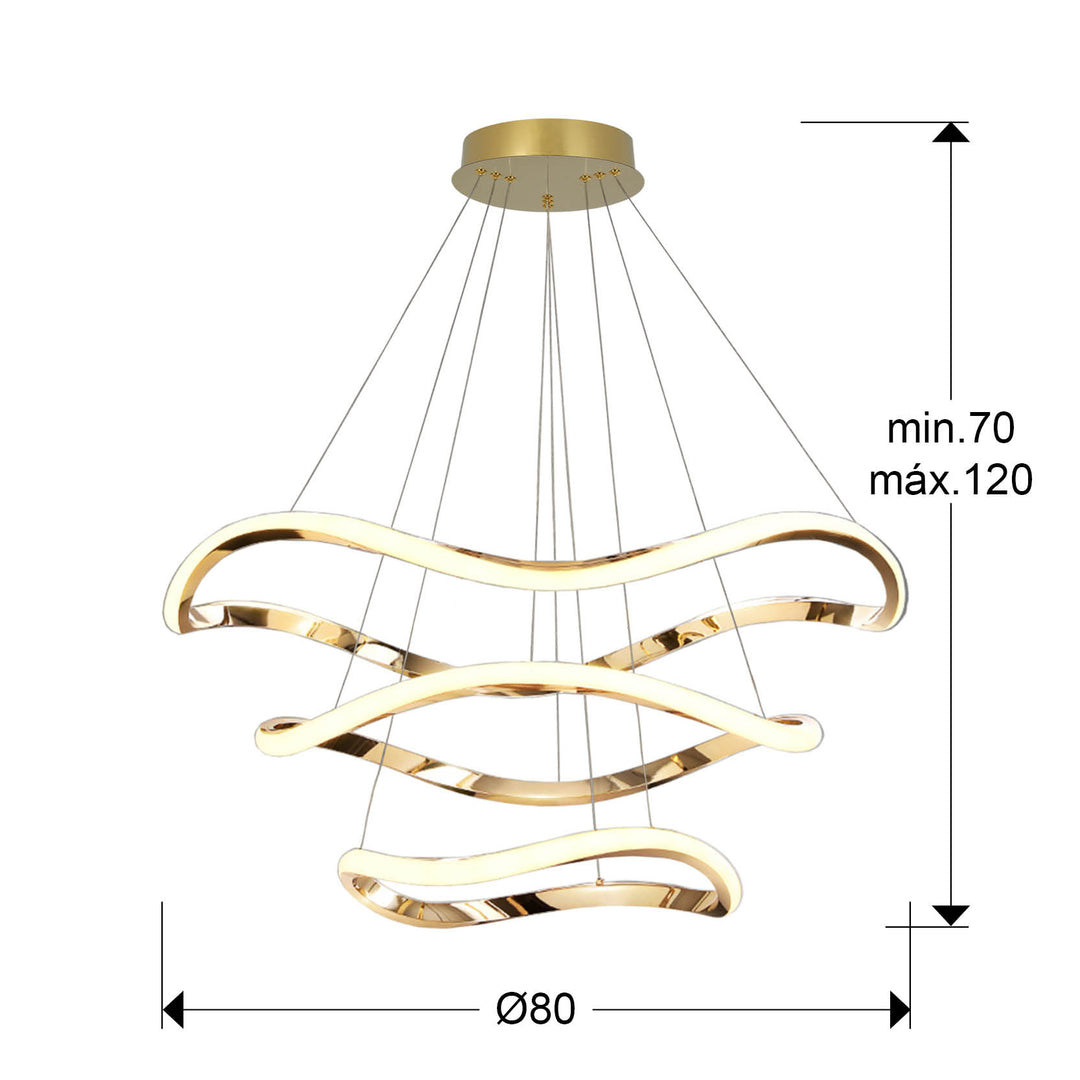 Lustra Schuller Naos 3 inele Ø80 rose gold 160 cm dimmable telecomandă