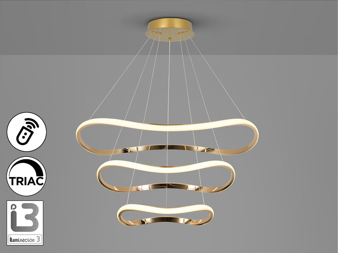 Lustra Schuller Naos 3 inele Ø80 rose gold 160 cm dimmable telecomandă
