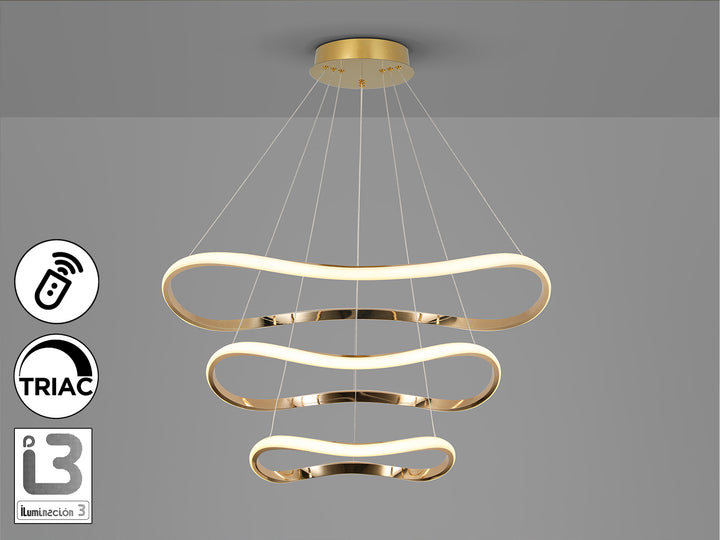 Lustra Schuller Naos 3 inele Ø80 rose gold 160 cm dimmable telecomandă