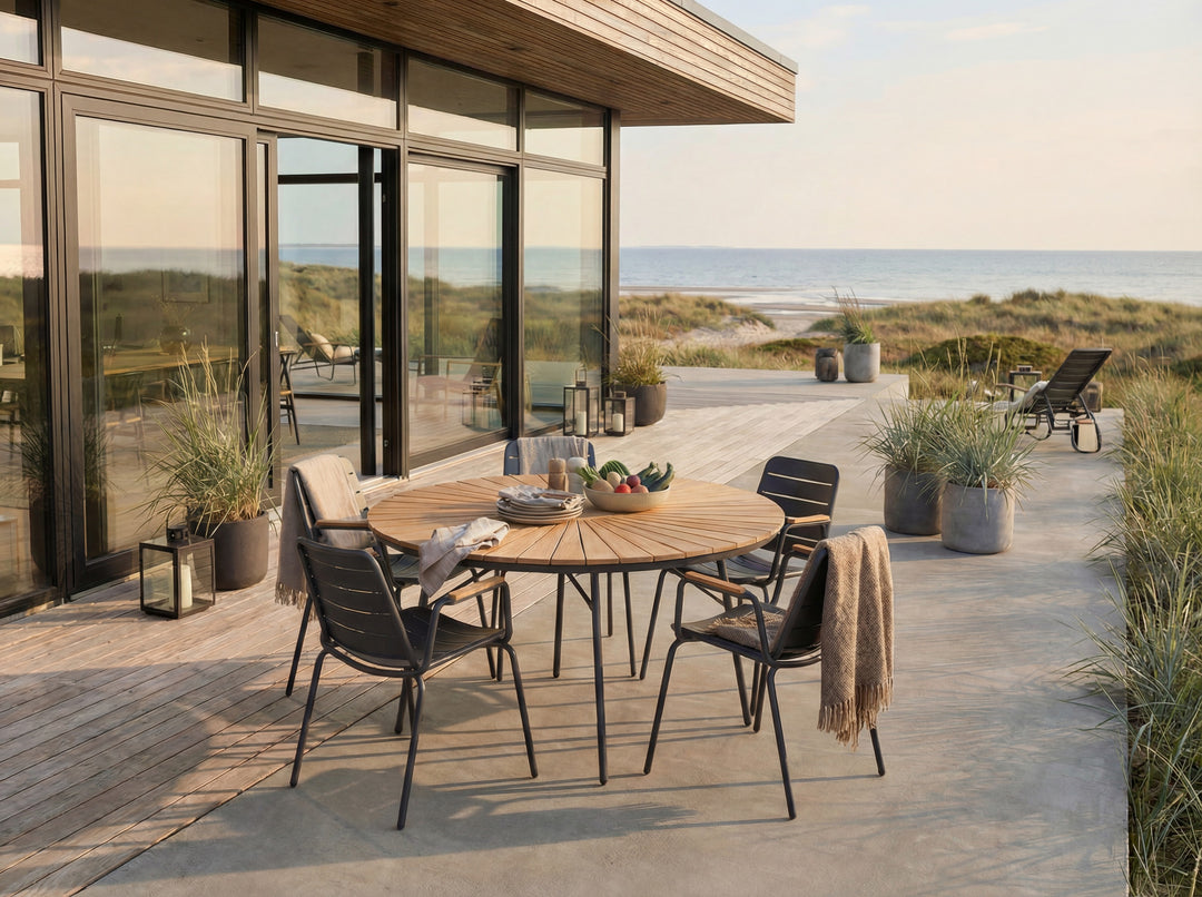 Set dining Cinas Ellen & Parc 130 cm si 5 scaune antracit