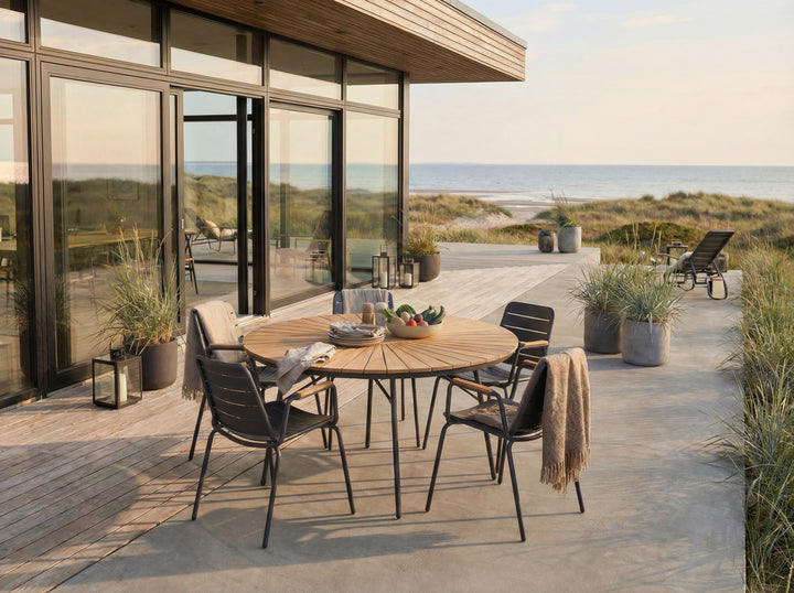 Set dining Cinas Ellen & Parc 130 cm si 5 scaune antracit