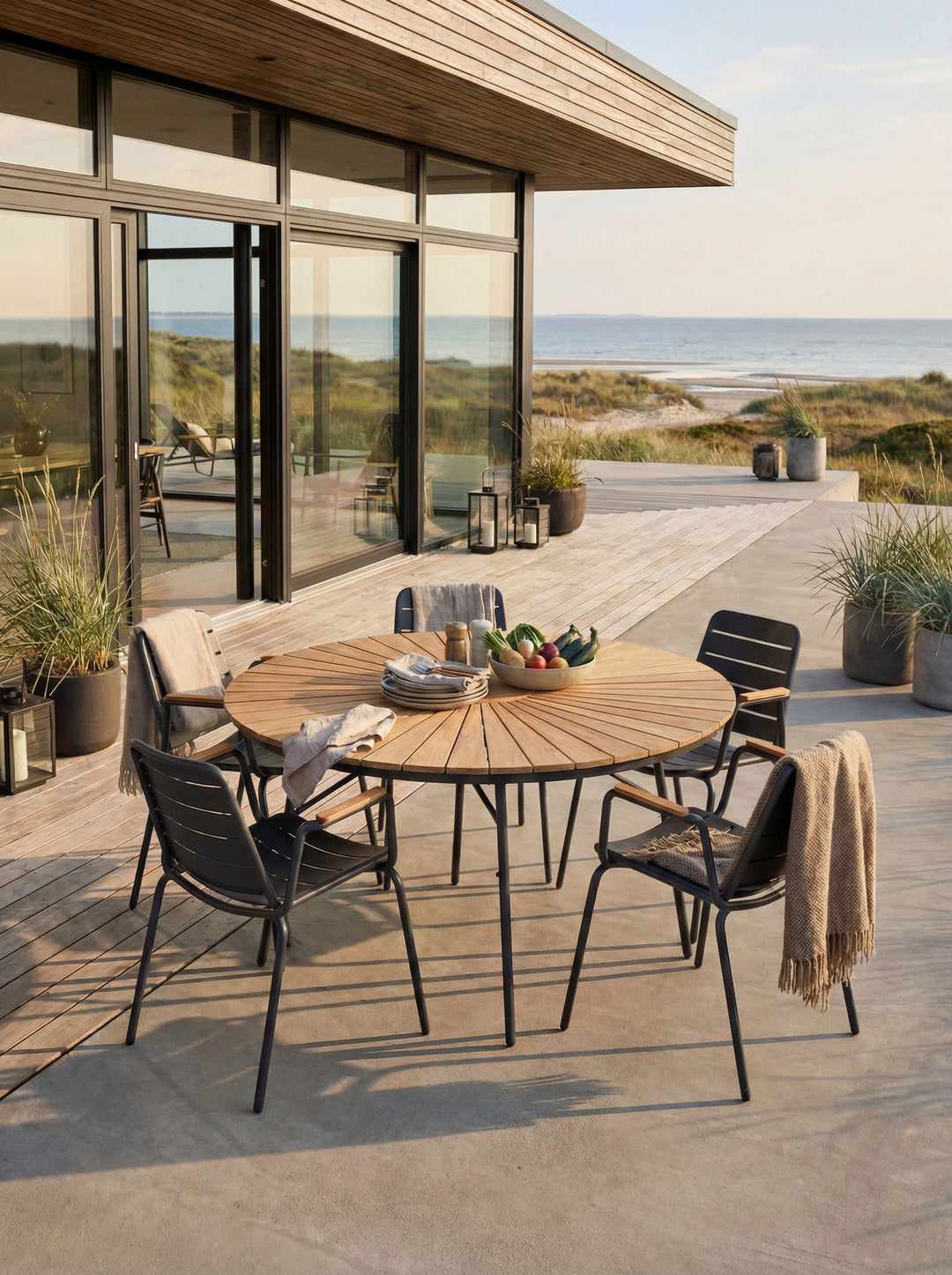 Set dining Cinas Ellen & Parc 130 cm si 5 scaune antracit