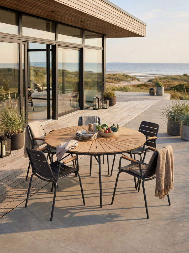 Set dining Cinas Ellen & Parc 130 cm si 5 scaune antracit