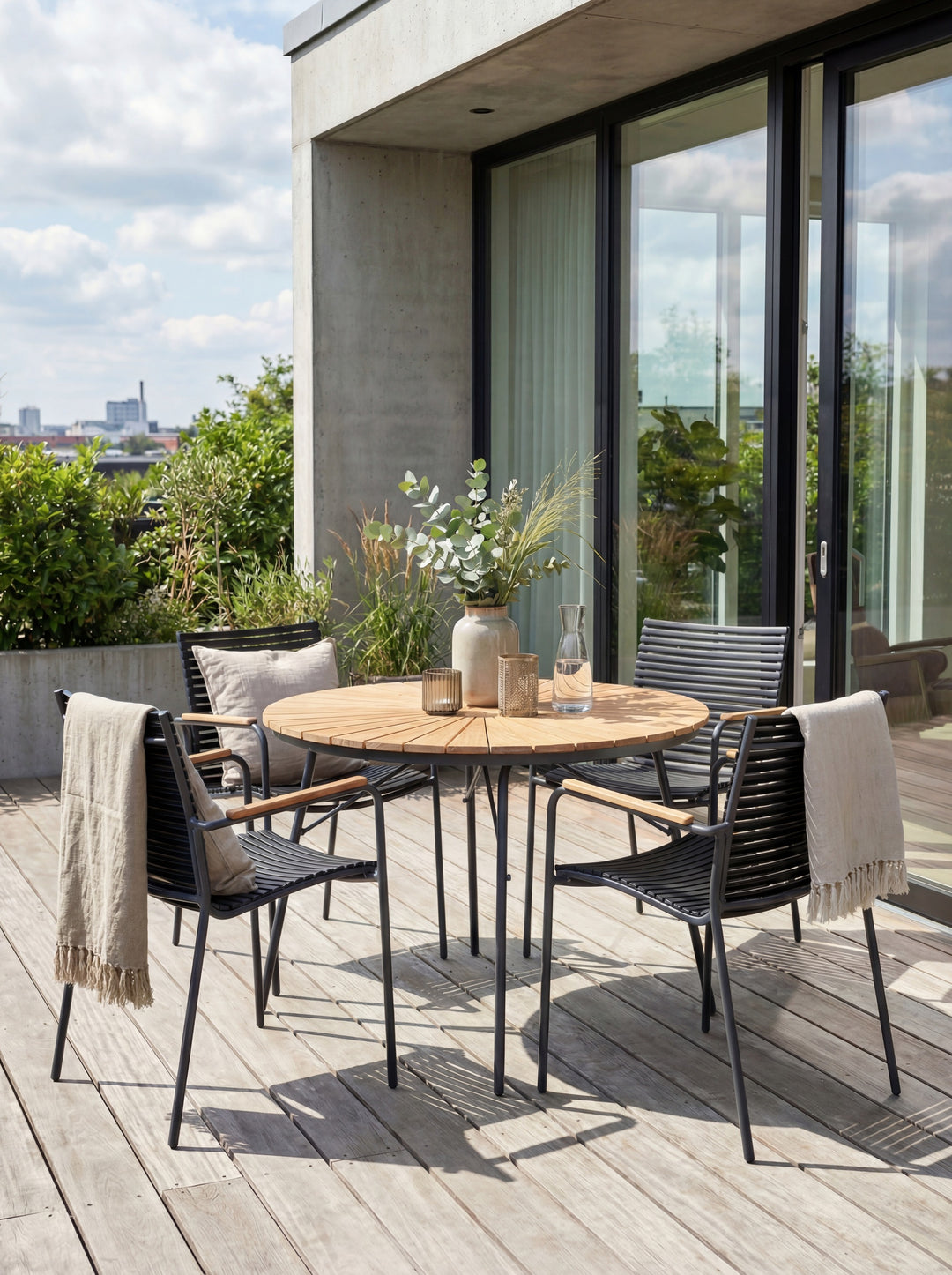 Set dining Cinas Ellen & Mood Classic 110 cm si 4 scaune antracit