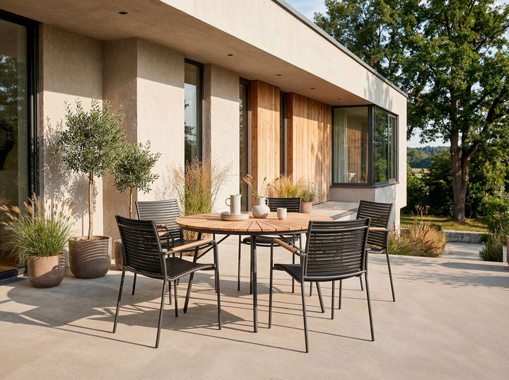 Set dining Cinas Ellen & Mood Classic 130 cm si 5 scaune antracit