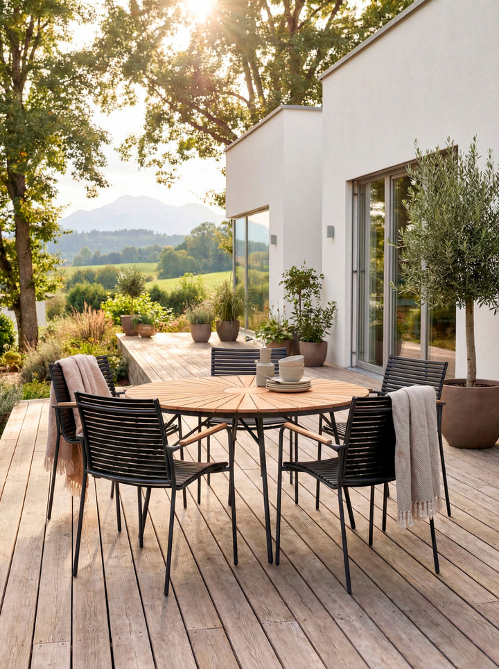 Set dining Cinas Ellen & Mood Classic 130 cm si 5 scaune antracit