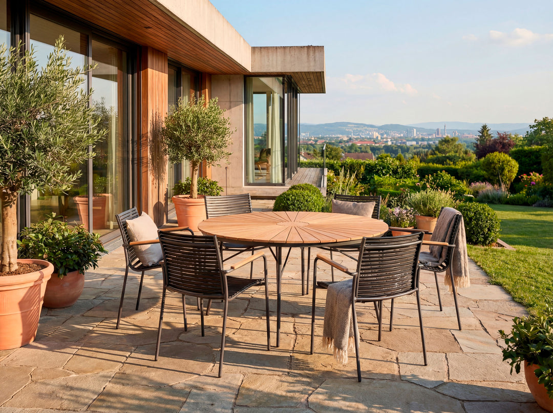 Set dining Cinas Ellen & Mood Classic 150 cm si 6 scaune antracit