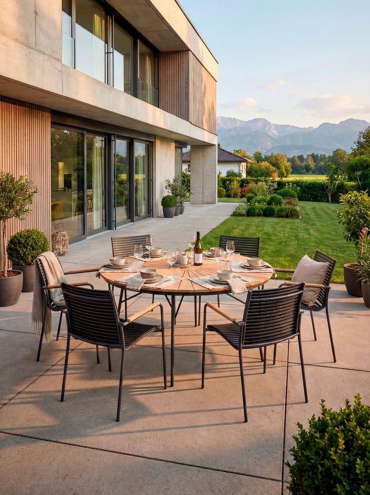 Set dining Cinas Ellen & Mood Classic 150 cm si 6 scaune antracit