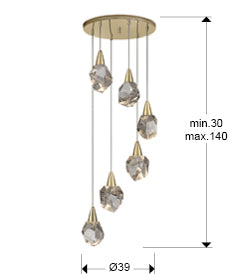 Lustra Schuller Aquaria 6 lumini cascadă auriu mat 120 cm