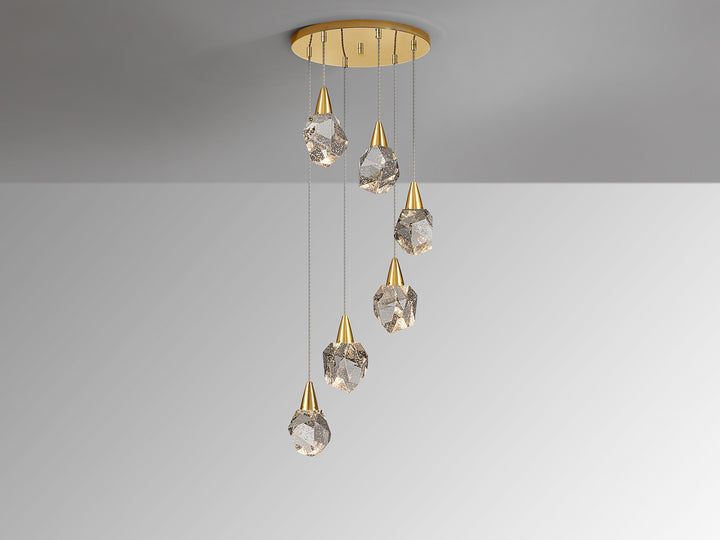 Lustra Schuller Aquaria 6 lumini cascadă auriu mat 120 cm