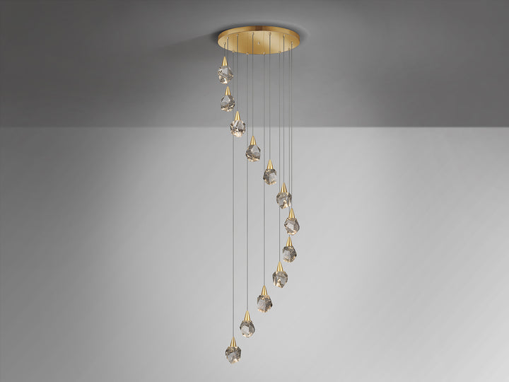 Lustra Schuller Aquaria 12 lumini cascadă auriu mat 250 cm