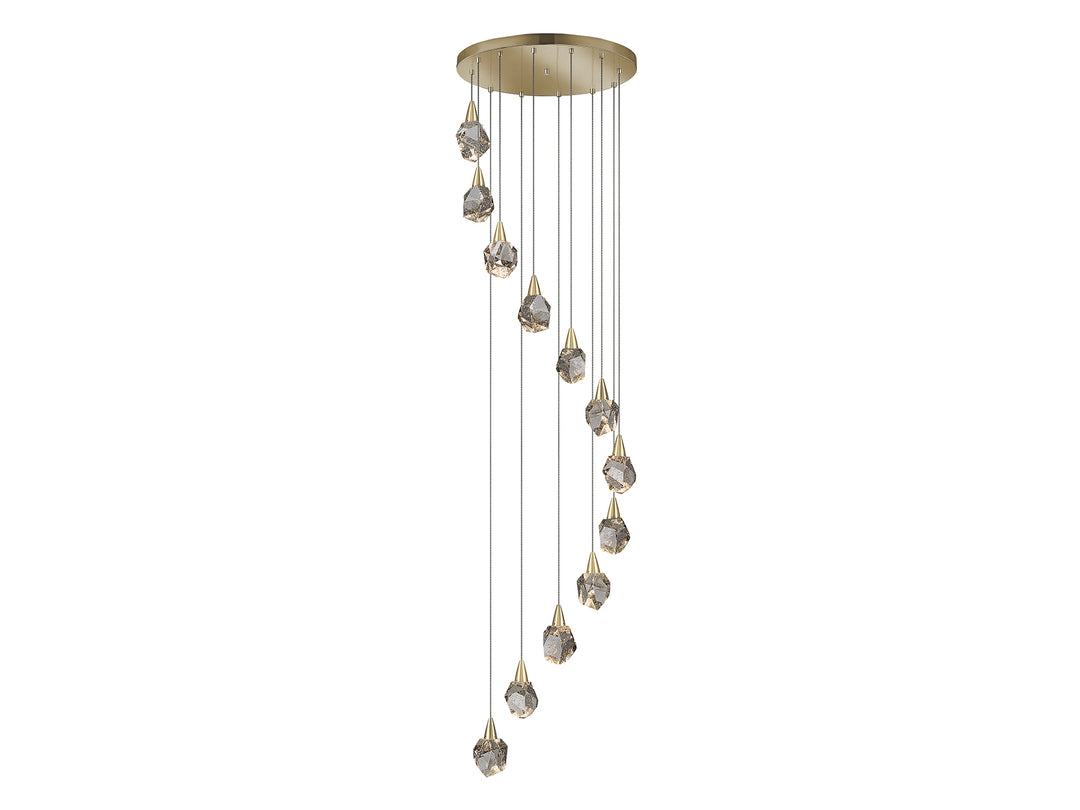 Lustra Schuller Aquaria 12 lumini cascadă auriu mat 250 cm