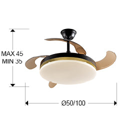 Ventilator tavan Schuller Vento negru cu foiță aur Ø50