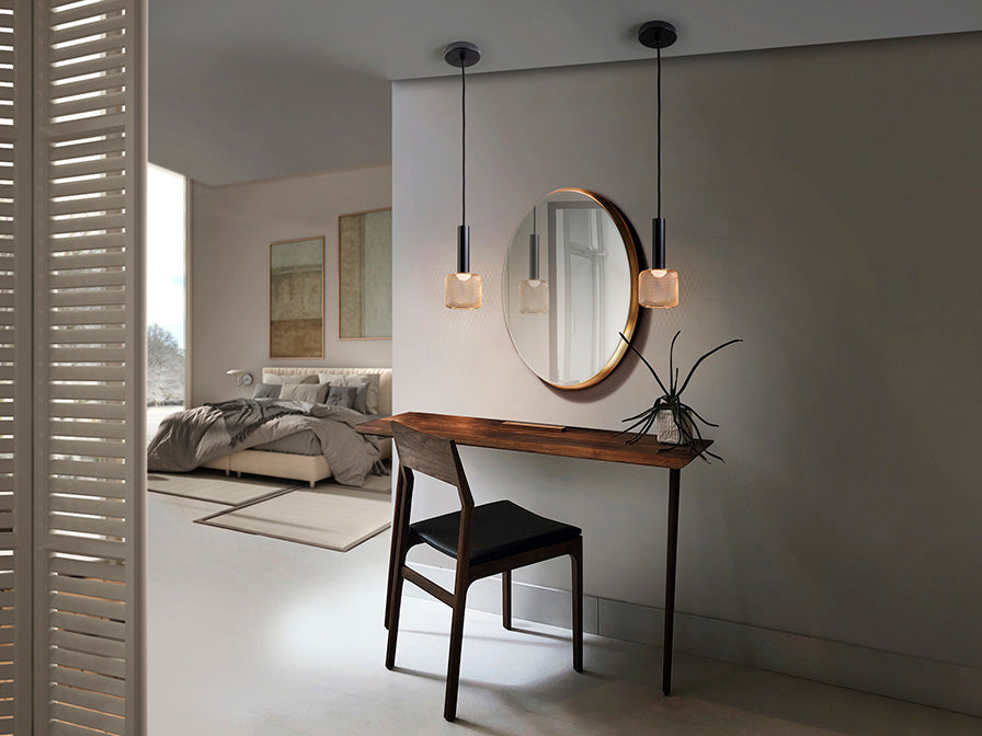 Lustra Schuller Sincro 1 lumina negru-auriu, LED dimabil