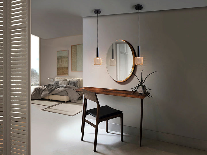 Lustra Schuller Sincro 1 lumina negru-auriu, LED dimabil