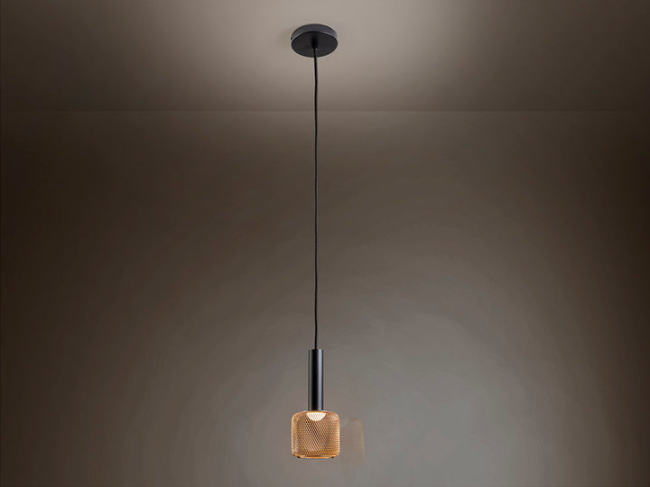 Lustra Schuller Sincro 1 lumina negru-auriu, LED dimabil