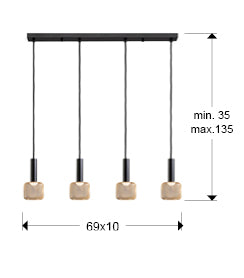 Lustra Schuller Sincro 4 lumini bar negru-auriu LED dimabil