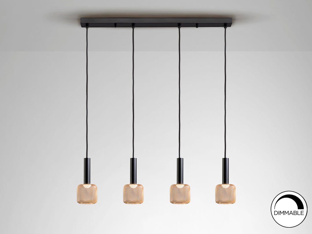 Lustra Schuller Sincro 4 lumini bar negru-auriu LED dimabil