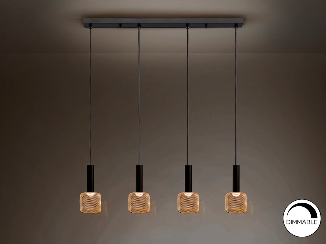 Lustra Schuller Sincro 4 lumini bar negru-auriu LED dimabil