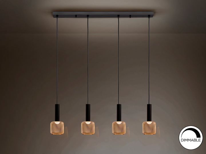Lustra Schuller Sincro 4 lumini bar negru-auriu LED dimabil