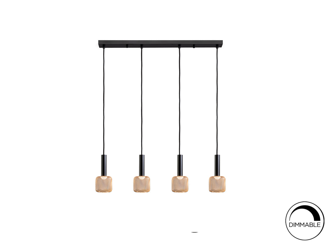 Lustra Schuller Sincro 4 lumini bar negru-auriu LED dimabil