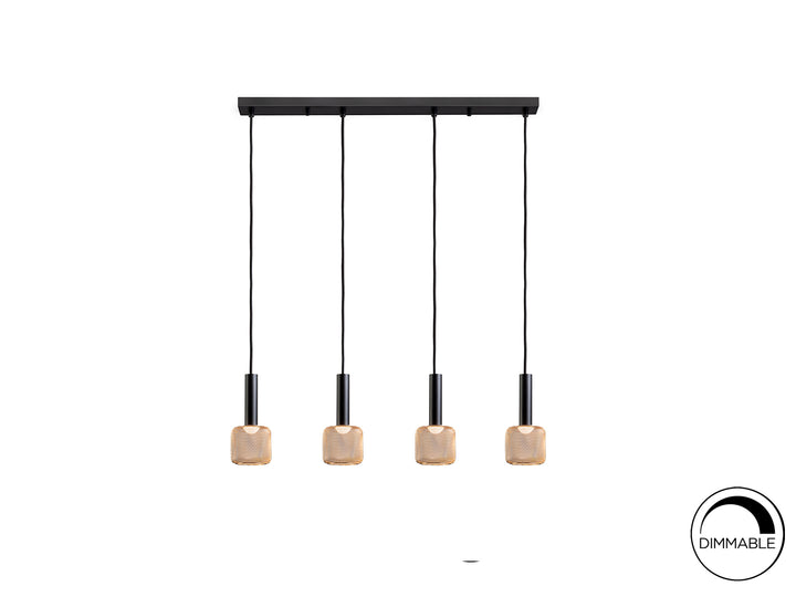 Lustra Schuller Sincro 4 lumini bar negru-auriu LED dimabil