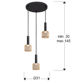 Lustra Schuller Sincro 3 lumini negru-auriu LED dimabil
