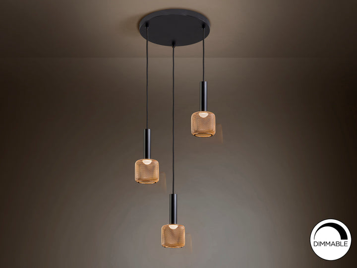 Lustra Schuller Sincro 3 lumini negru-auriu LED dimabil