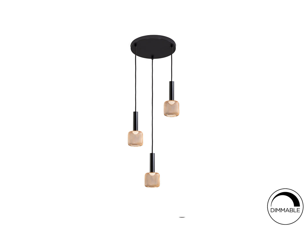 Lustra Schuller Sincro 3 lumini negru-auriu LED dimabil