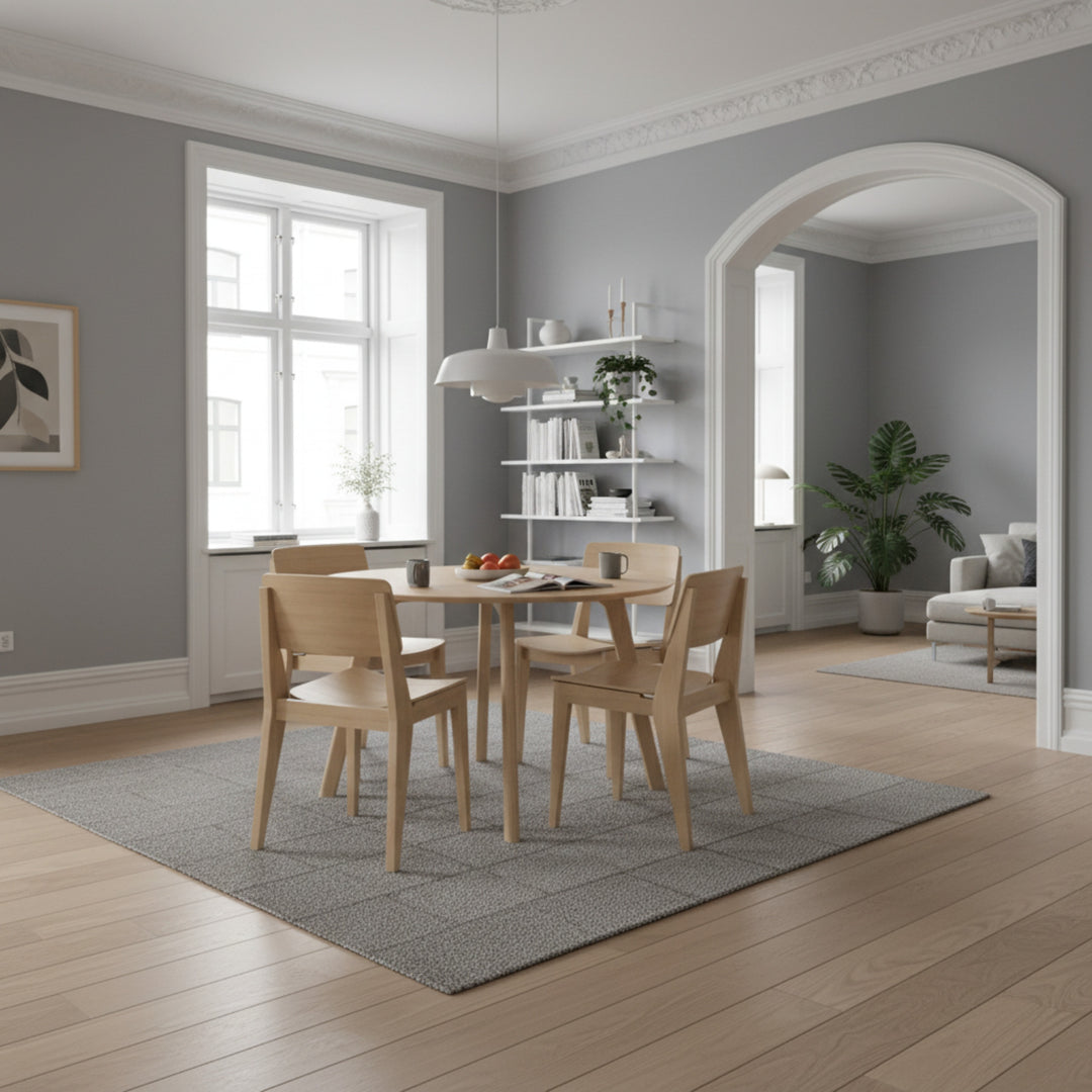 Set dining Cinas Elvo masa rotunda si 4 scaune bambus