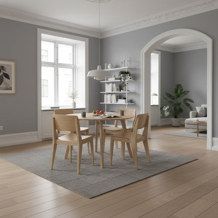 Set dining Cinas Elvo masa rotunda si 4 scaune bambus
