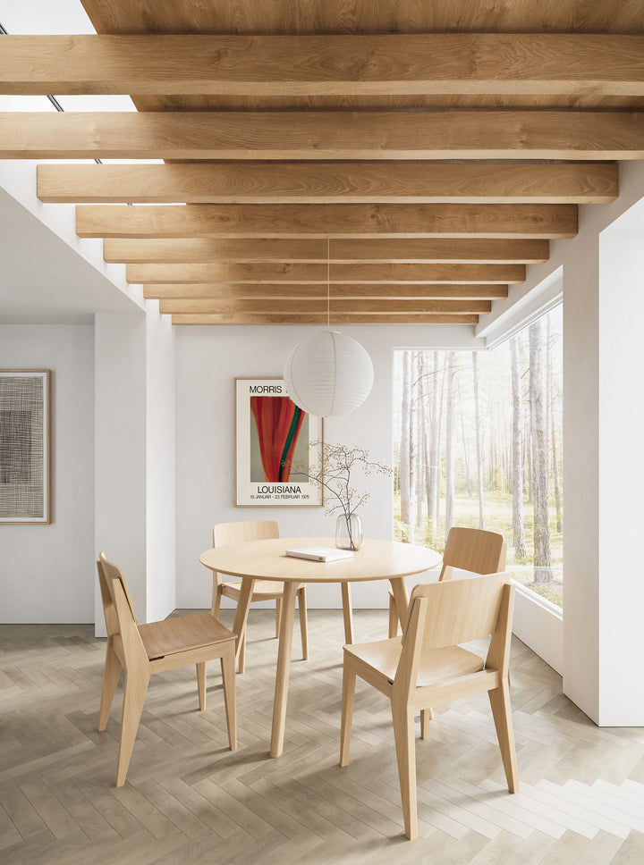 Set dining Cinas Elvo masa rotunda si 4 scaune bambus