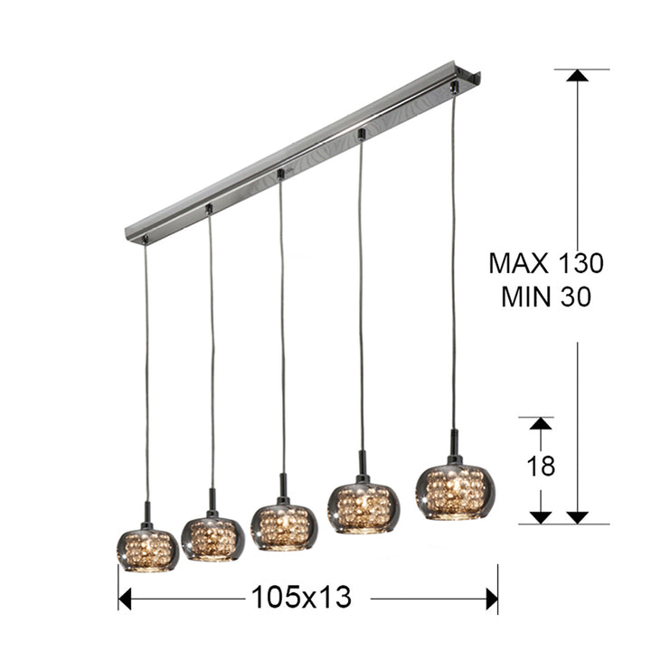 Lustra Schuller Arian 5 lumini 105 cm sticla cu cristale