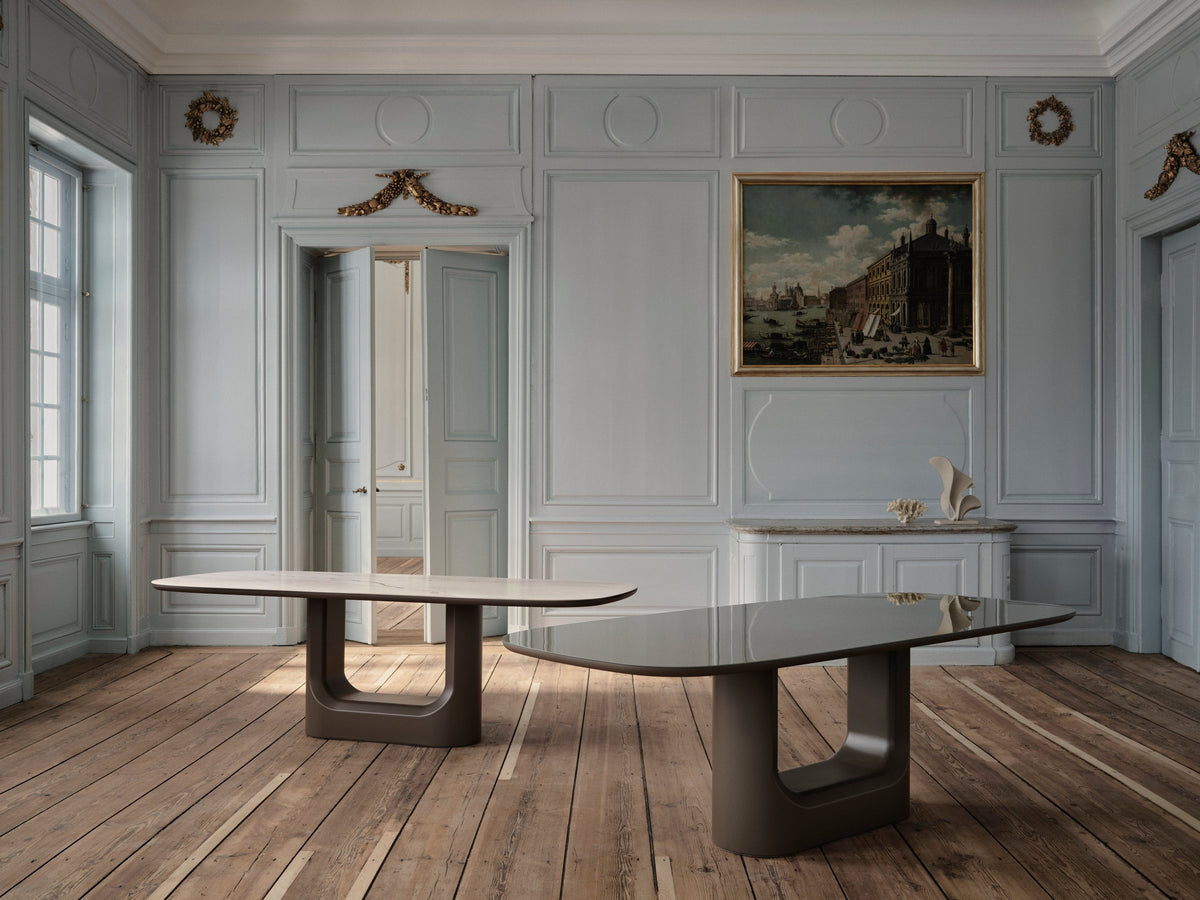 Masă de dining BoConcept Volterra 180 x 99 cm, blat din ceramică bej — detaliu