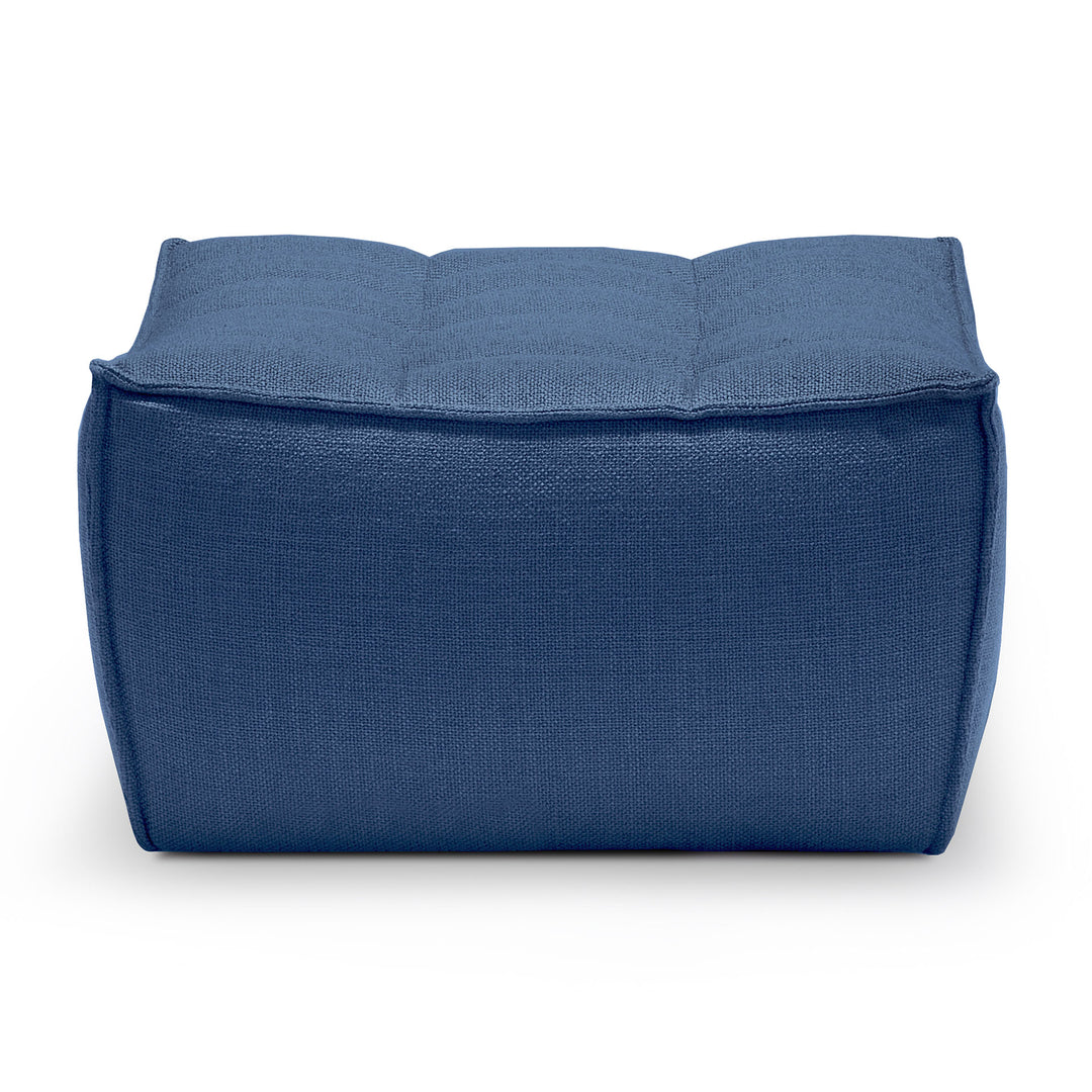 Taburet N701 Ethnicraft cu husă țesătură albastră — vedere frontală