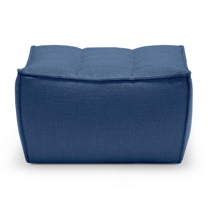 Taburet N701 Ethnicraft cu husă țesătură albastră — vedere frontală