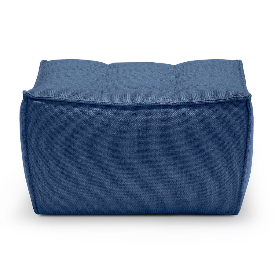 Taburet N701 Ethnicraft cu husă țesătură albastră — vedere frontală