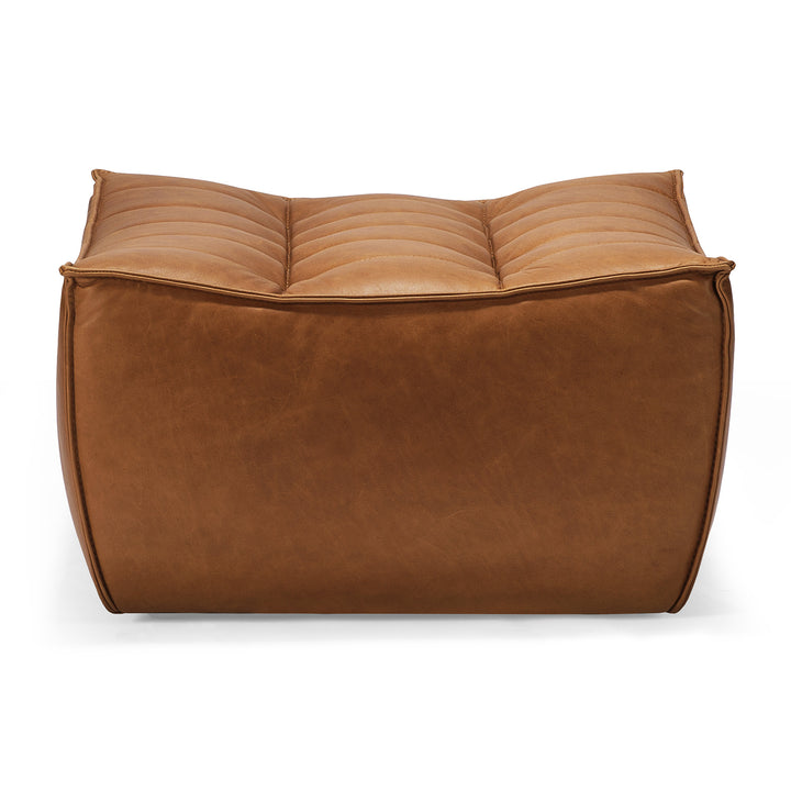 Taburet N701 Ethnicraft cu husă piele naturală Old Saddle — vedere frontală