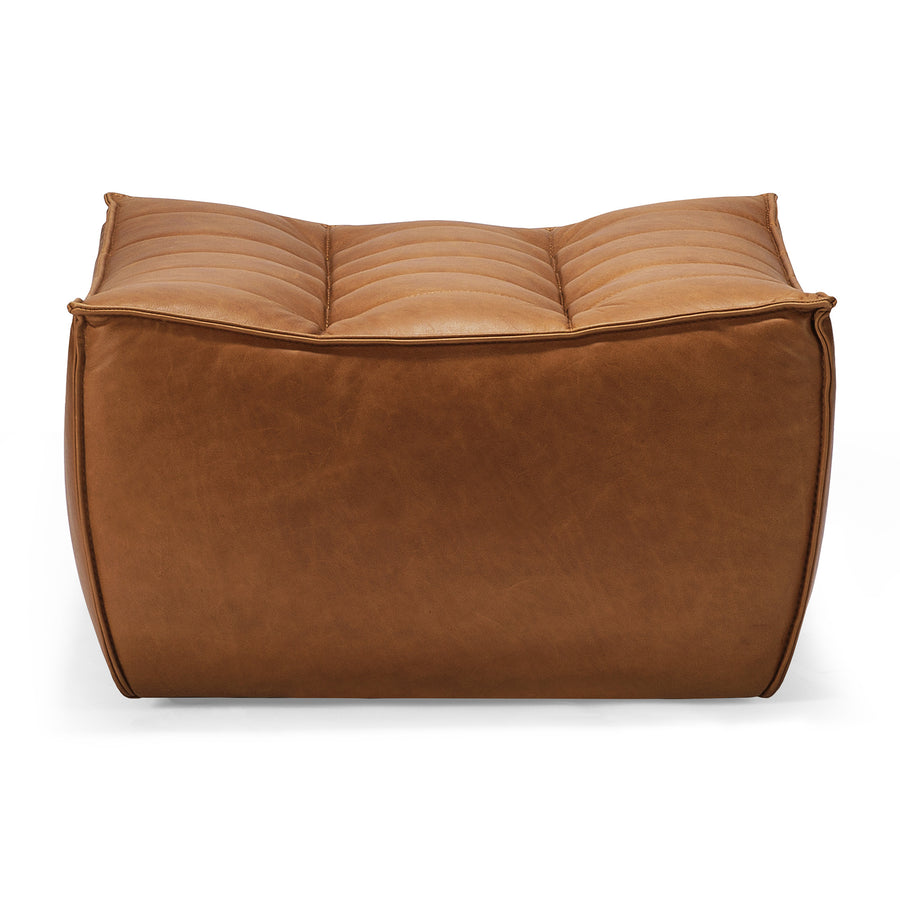 Taburet N701 Ethnicraft cu husă piele naturală Old Saddle — vedere frontală