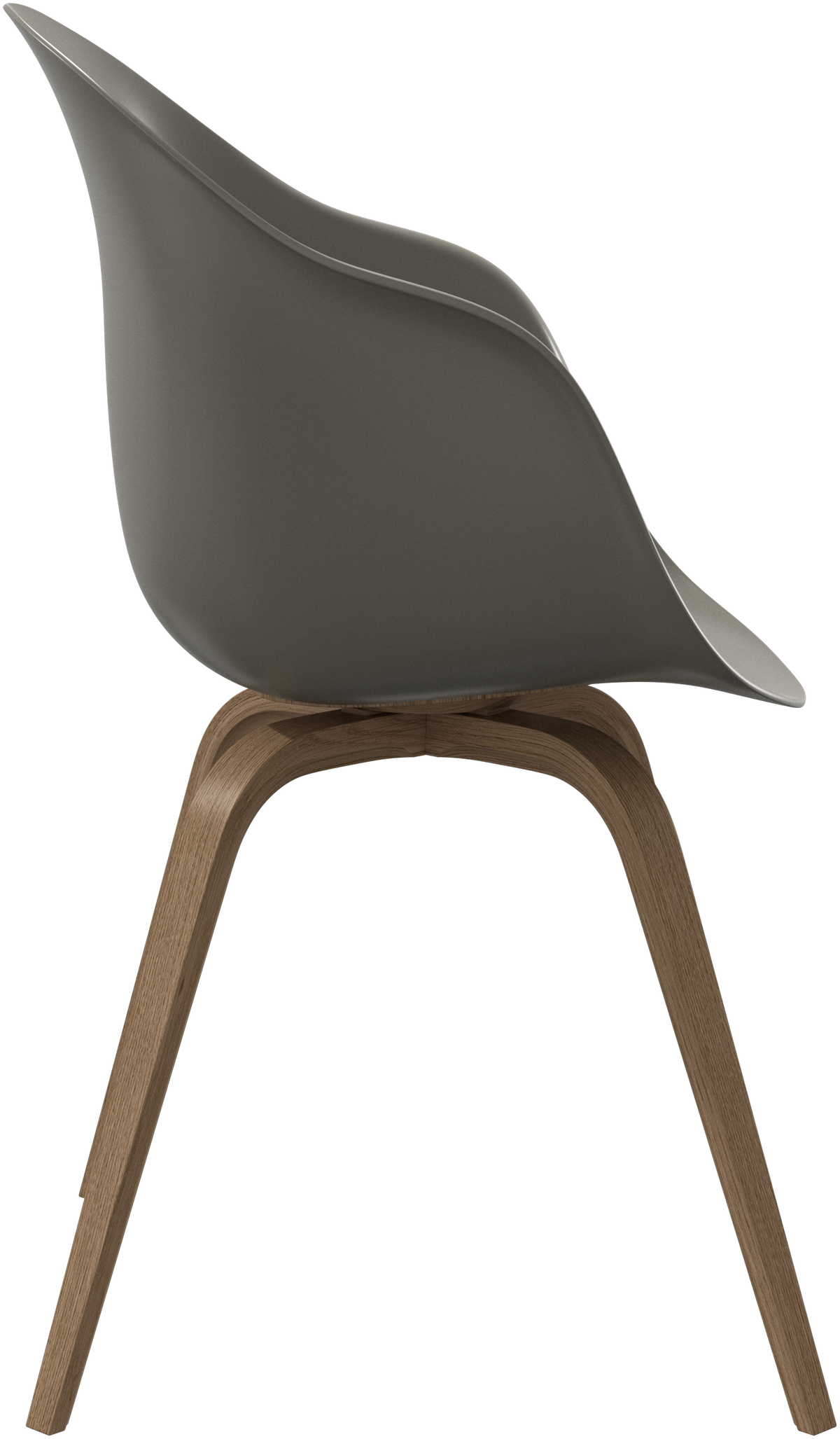 Set de patru scaune cu brațe BoConcept Hauge, gri cenușiu mat, stejar natural — detaliu