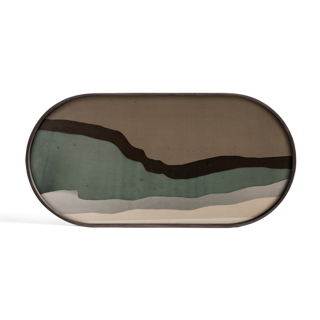 Tavă Ethnicraft Wabi Sabi Graphite 71x36 cm sticlă pictată manual