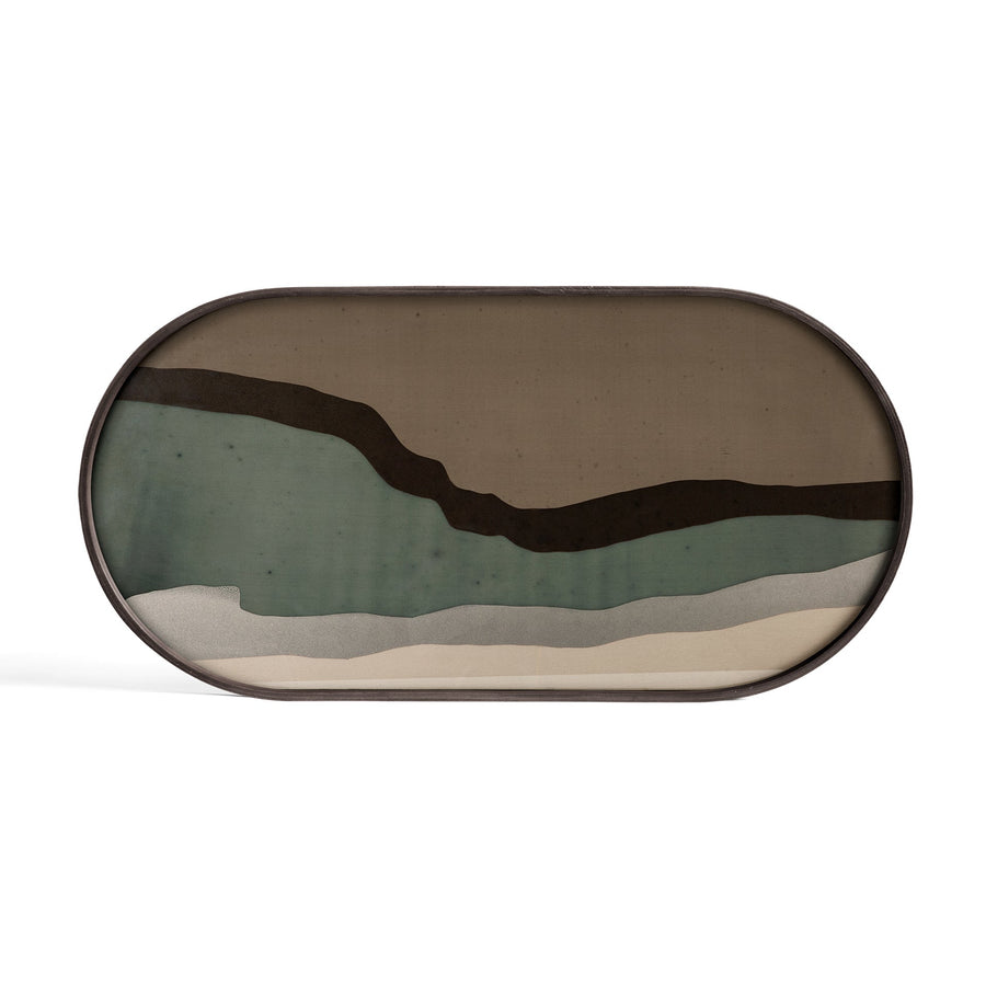 Tavă Ethnicraft Wabi Sabi Graphite 71x36 cm sticlă pictată manual