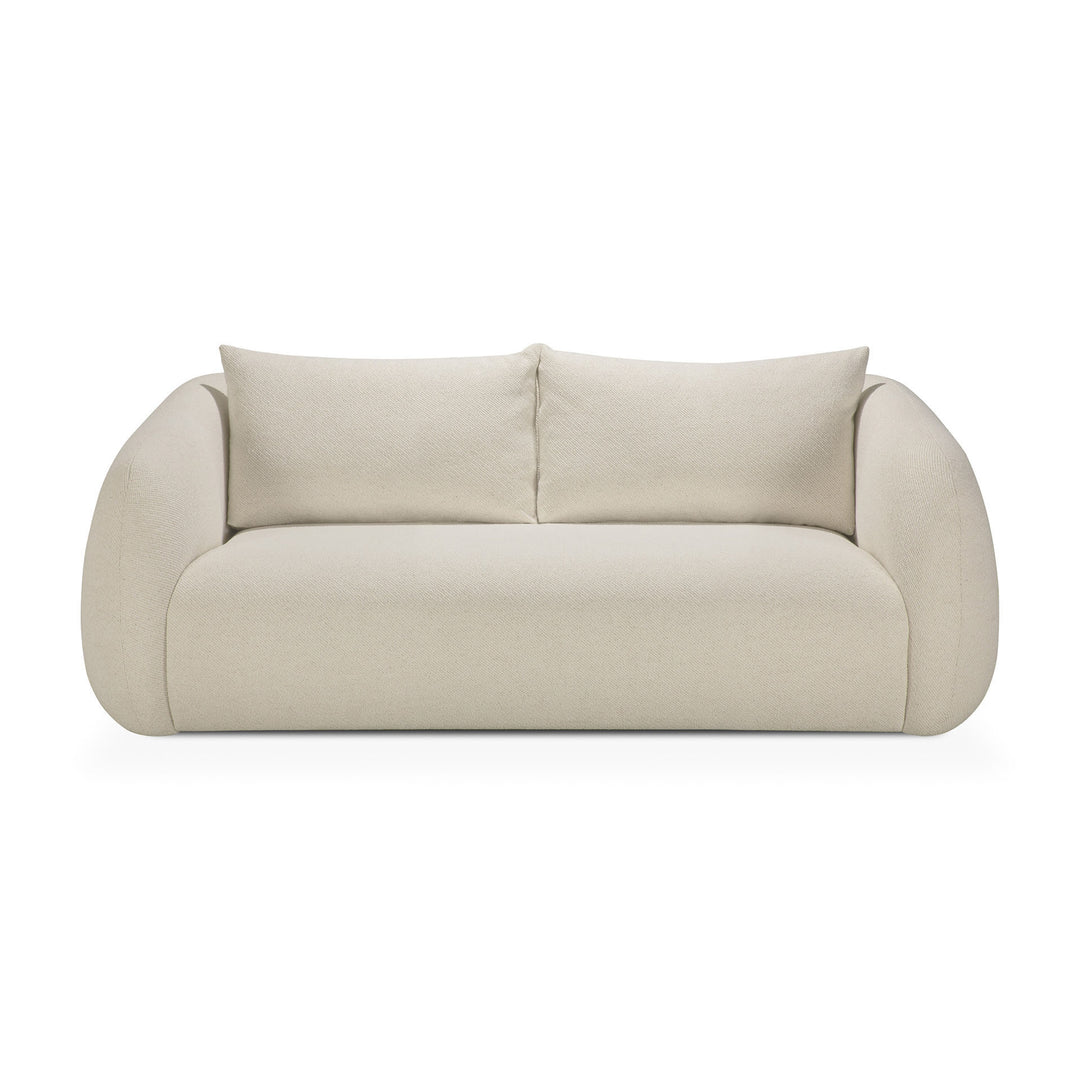 Canapea Figur Ethnicraft cu tapițerie textilă chalk și spătar curbat — living contemporan