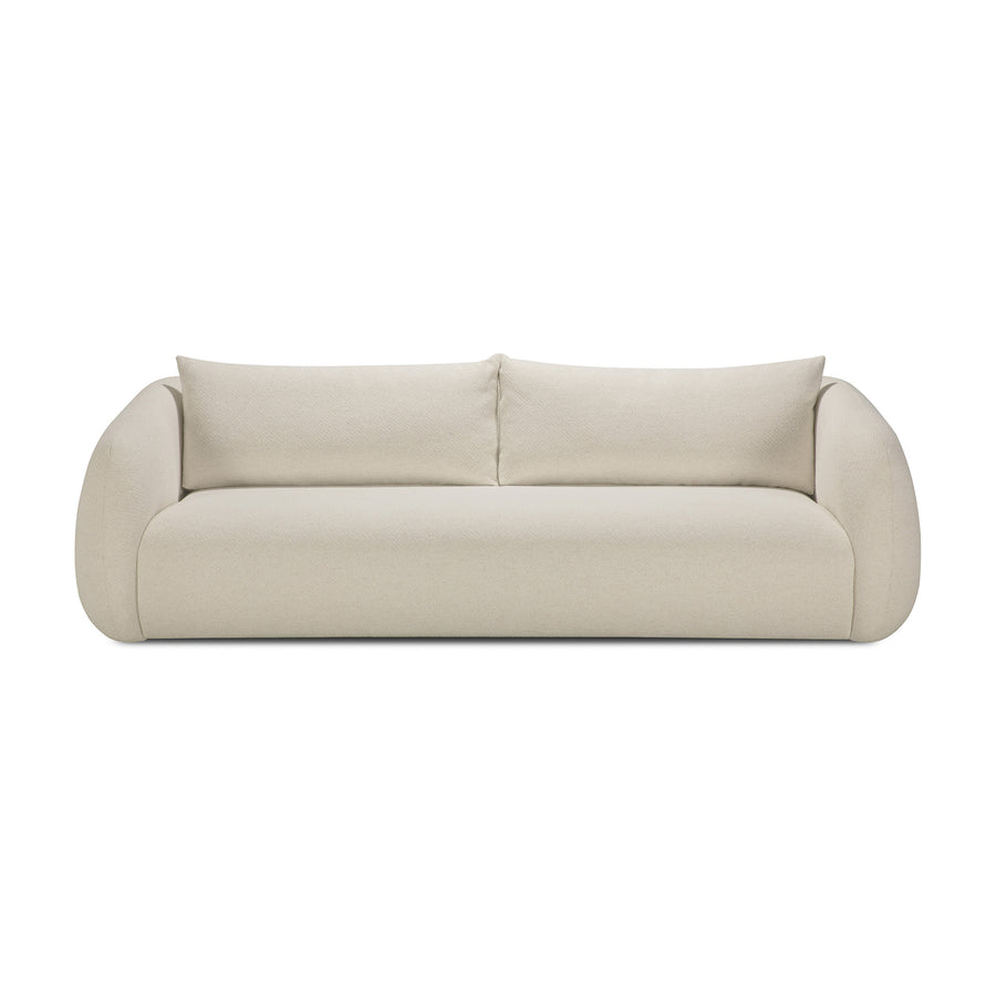 Canapea Figur Ethnicraft cu tapițerie textilă chalk și spătar curbat — living contemporan