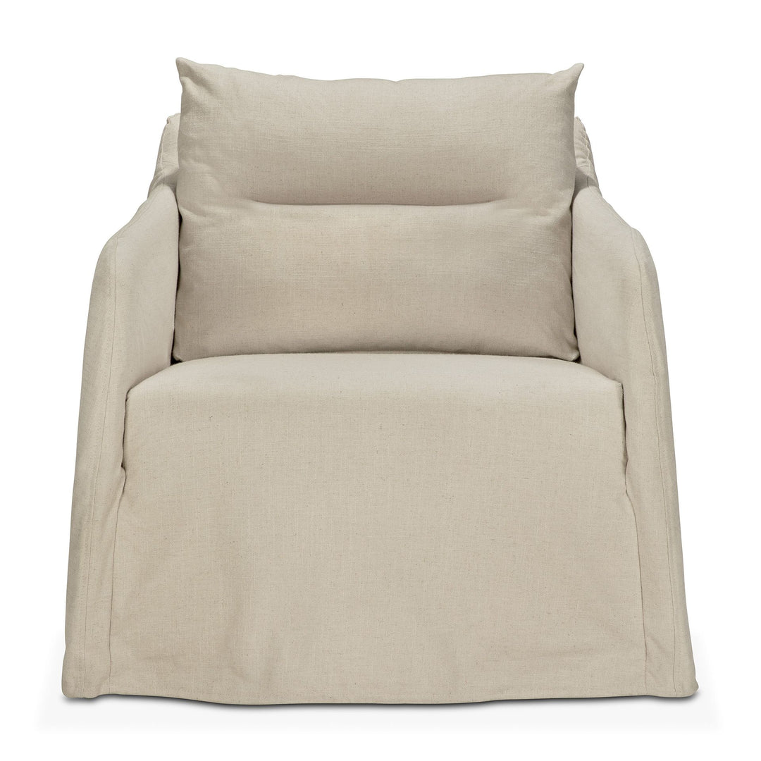 Fotoliu lounge Weave Ethnicraft în nuanță Bone cu tapițerie linen-blend