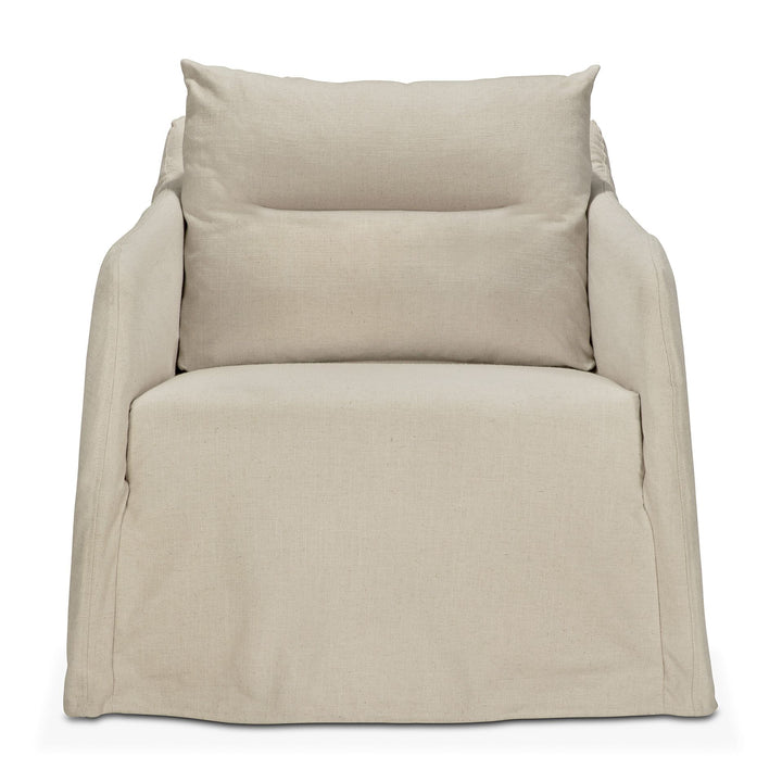 Fotoliu lounge Weave Ethnicraft în nuanță Bone cu tapițerie linen-blend