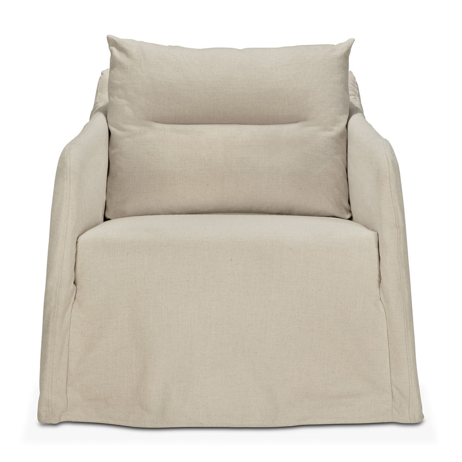 Fotoliu lounge Weave Ethnicraft în nuanță Bone cu tapițerie linen-blend
