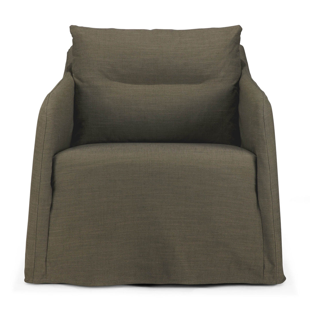 Fotoliu lounge Weave Ethnicraft în nuanță Green cu tapițerie linen-blend