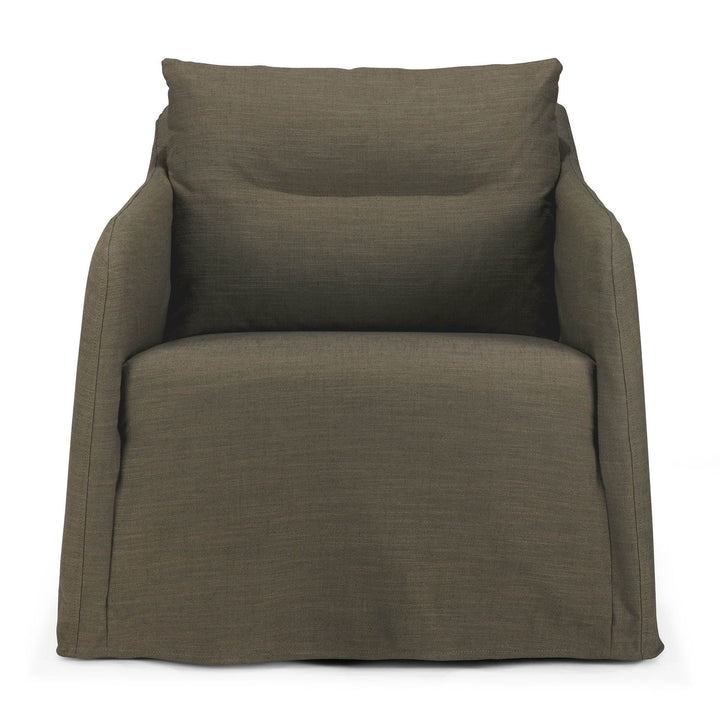 Fotoliu lounge Weave Ethnicraft în nuanță Green cu tapițerie linen-blend