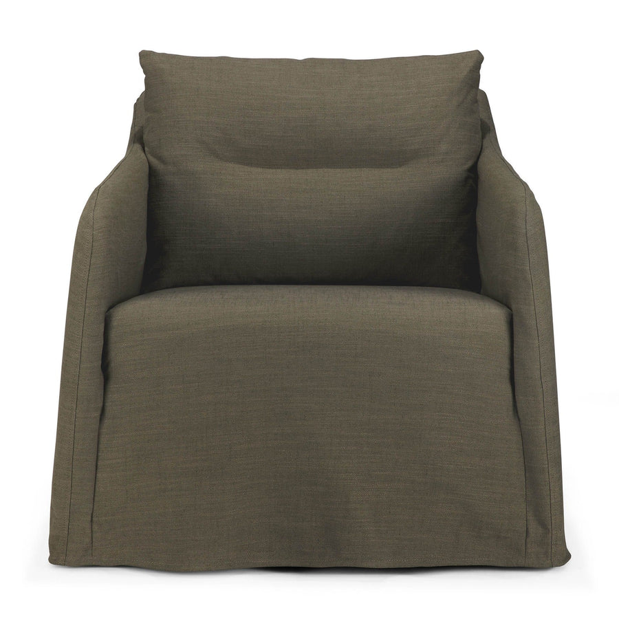 Fotoliu lounge Weave Ethnicraft în nuanță Green cu tapițerie linen-blend